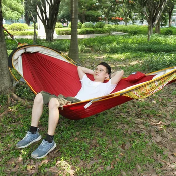 Портативный походный гамак на 1-2 человека с москитной сеткой, высокопрочная подвесная кровать из парашютной ткани, качели для сна