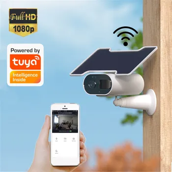 Аккумуляторная IP-камера Tuya WiFi Солнечная панель 1080P IP-камера безопасности С батарейным питанием Ночного Видения Водонепроницаемый Двусторонний Домофон