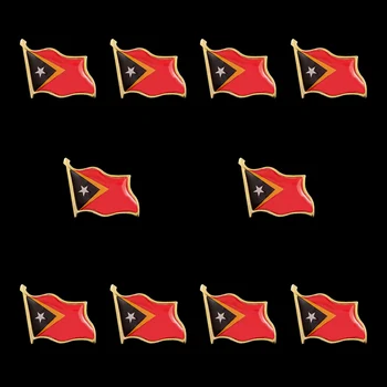10 шт. национальный значок на лацкане из цинкового сплава Тимора-Лешти, развевающийся спереди, и значок-бабочка на воротнике
