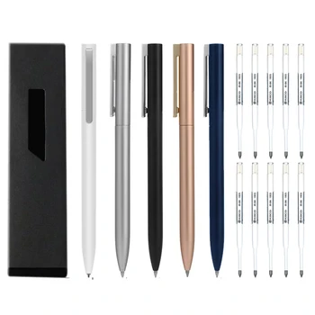 Металлическая Гелевая Ручка Белая Ручка Вращающаяся 0,5 мм Заправка Xiaomi Mi Pen Черными чернилами Шариковая Ручка 5 Цветных классных Ручек для школьных стационарных